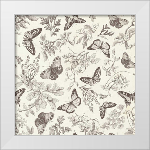 Butterfly Mandala Pattern IV White Modern Wood Framed Art Print by Wild Apple Portfolio