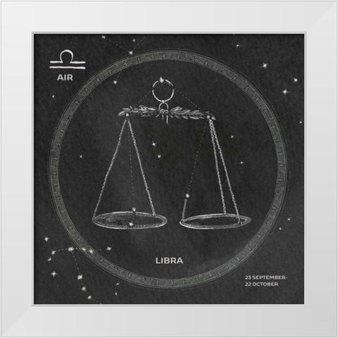 Night Sky Libra v2 White Modern Wood Framed Art Print by Miller, Sara Zieve