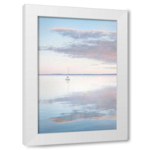 Sailboat in Bellingham Bay II White Modern Wood Framed Art Print by Majchrowicz, Alan