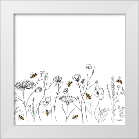 Bees and Botanicals Pattern IX White Modern Wood Framed Art Print by York, Leah