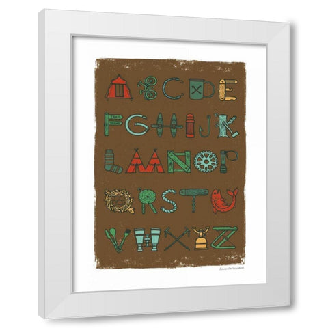 Camping Alphabet Dark White Modern Wood Framed Art Print by Snowdon, Alexandra