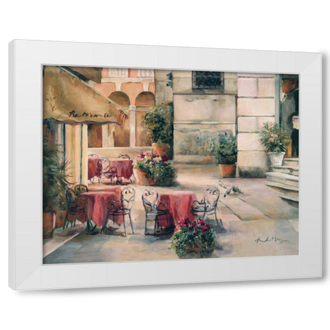 Plaza Cafe White Modern Wood Framed Art Print by Hageman, Marilyn
