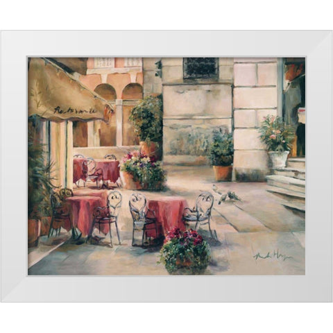 Plaza Cafe White Modern Wood Framed Art Print by Hageman, Marilyn