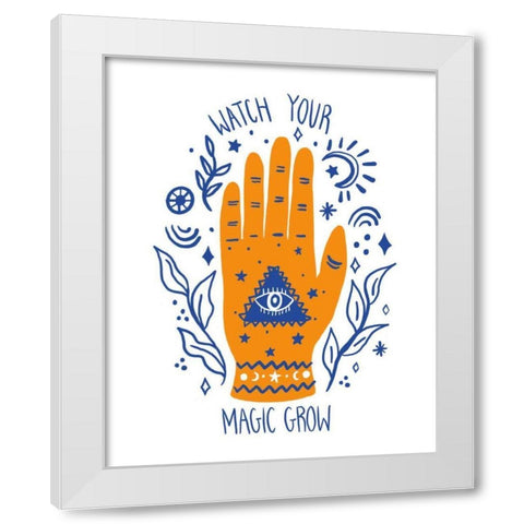 Palm Reading II White Modern Wood Framed Art Print by Zaman, Farida