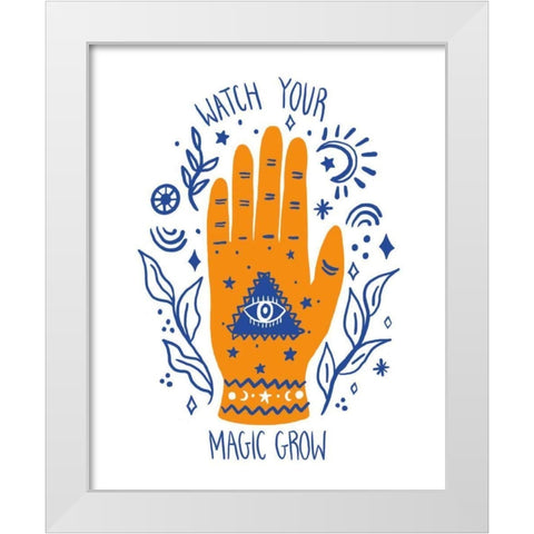 Palm Reading II White Modern Wood Framed Art Print by Zaman, Farida