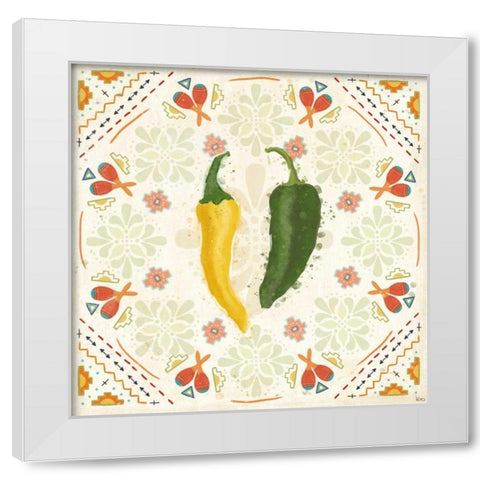 Tex Mex Fiesta III White Modern Wood Framed Art Print by Charron, Veronique