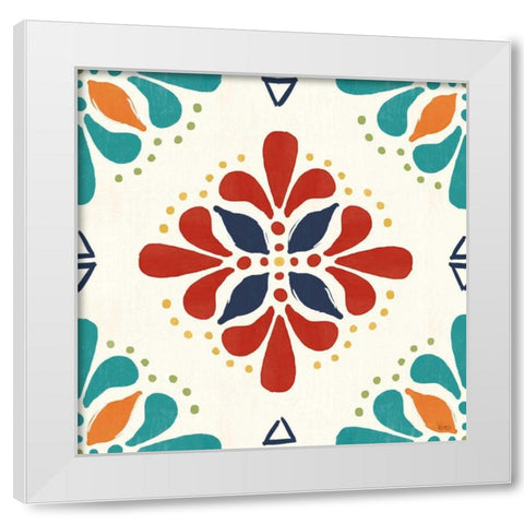 Tex Mex Fiesta Pattern VIIA White Modern Wood Framed Art Print by Charron, Veronique
