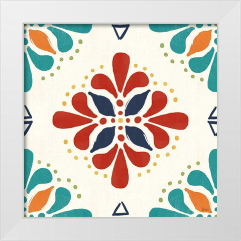 Tex Mex Fiesta Pattern VIIA White Modern Wood Framed Art Print by Charron, Veronique
