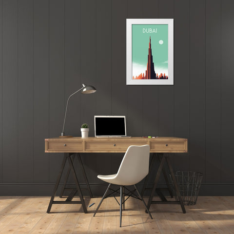 Dubai White Modern Wood Framed Art Print by Escalante, Omar