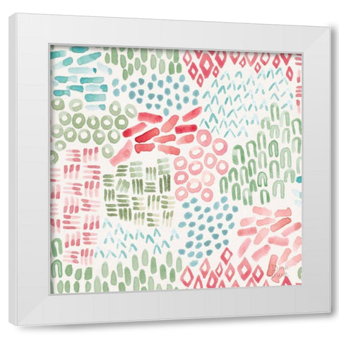 Flowers and Feathers Pattern IIIA White Modern Wood Framed Art Print by June, Dina