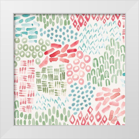 Flowers and Feathers Pattern IIIA White Modern Wood Framed Art Print by June, Dina