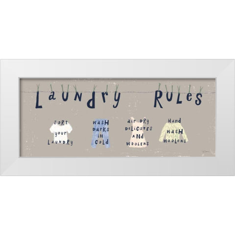 Laundry Rules I Gray White Modern Wood Framed Art Print by Schlabach, Sue
