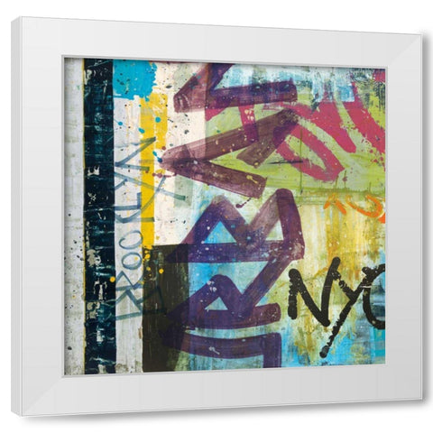 City Graffiti White Modern Wood Framed Art Print by Wild Apple Portfolio