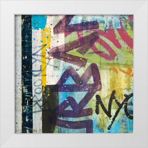 City Graffiti White Modern Wood Framed Art Print by Wild Apple Portfolio