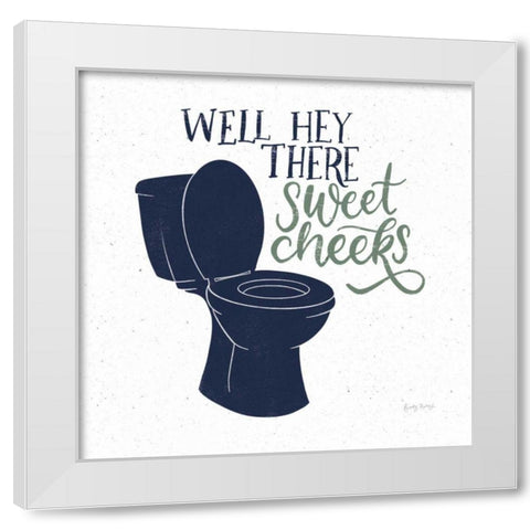 Turkish Tile Bathroom Puns III BG White Modern Wood Framed Art Print by Thorns, Becky