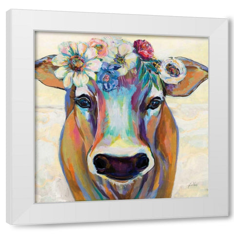 Beau with Flowers White Modern Wood Framed Art Print by Vertentes, Jeanette
