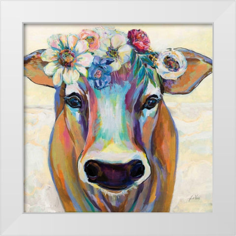 Beau with Flowers White Modern Wood Framed Art Print by Vertentes, Jeanette
