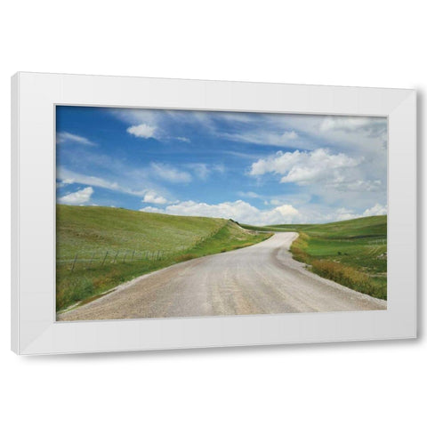 Gravel Road Near Choteau Montana I White Modern Wood Framed Art Print by Majchrowicz, Alan