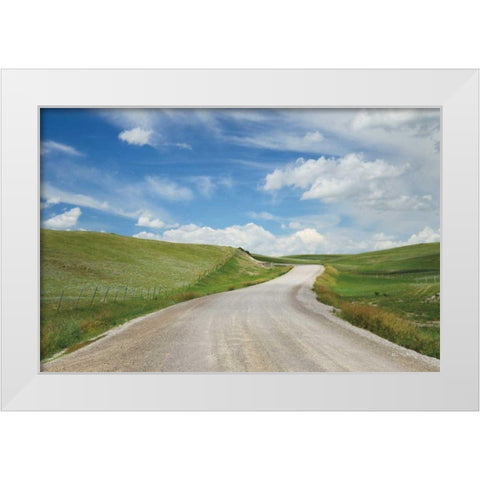 Gravel Road Near Choteau Montana I White Modern Wood Framed Art Print by Majchrowicz, Alan