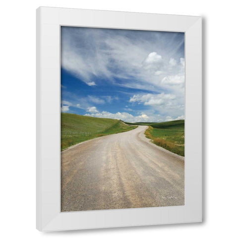 Gravel Road Near Choteau Montana II White Modern Wood Framed Art Print by Majchrowicz, Alan