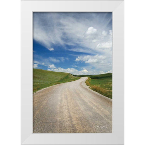 Gravel Road Near Choteau Montana II White Modern Wood Framed Art Print by Majchrowicz, Alan