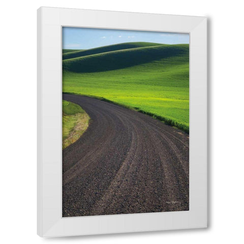 Going Through Palouse Wheat Fields White Modern Wood Framed Art Print by Majchrowicz, Alan