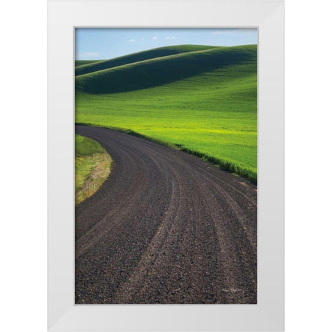 Going Through Palouse Wheat Fields White Modern Wood Framed Art Print by Majchrowicz, Alan