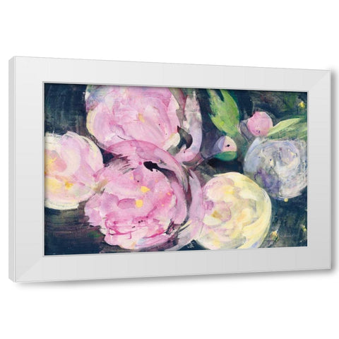 Evening Peonies I White Modern Wood Framed Art Print by Hristova, Albena