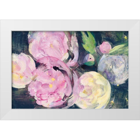 Evening Peonies I White Modern Wood Framed Art Print by Hristova, Albena