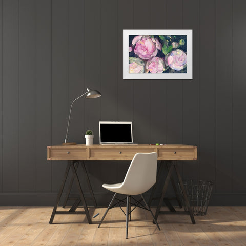 Evening Peonies II White Modern Wood Framed Art Print by Hristova, Albena