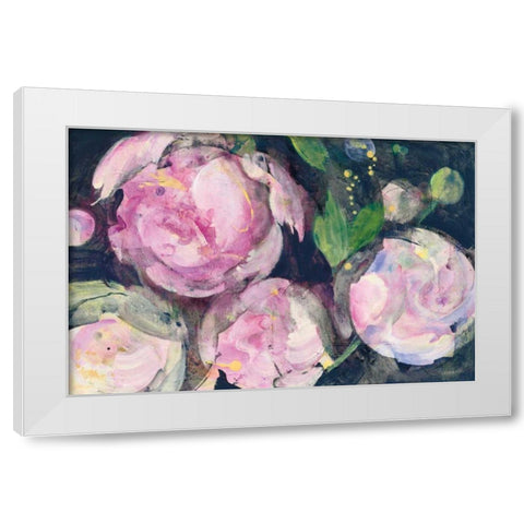 Evening Peonies II White Modern Wood Framed Art Print by Hristova, Albena