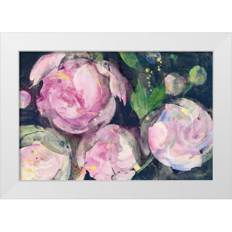 Evening Peonies II White Modern Wood Framed Art Print by Hristova, Albena