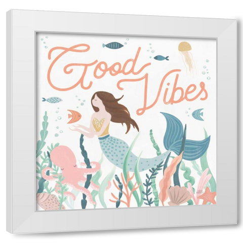 Under the Sea V White Modern Wood Framed Art Print by Marshall, Laura