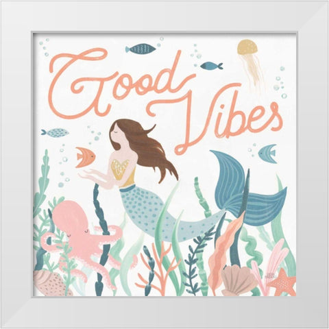Under the Sea V White Modern Wood Framed Art Print by Marshall, Laura