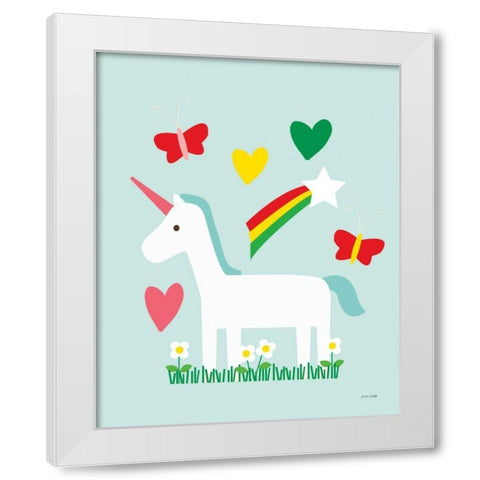 Unicorn Fun II White Modern Wood Framed Art Print by Kelle, Ann