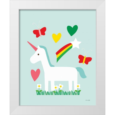 Unicorn Fun II White Modern Wood Framed Art Print by Kelle, Ann