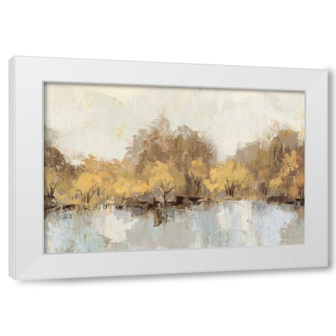 Autumn River Reflection Gold White Modern Wood Framed Art Print by Vassileva, Silvia