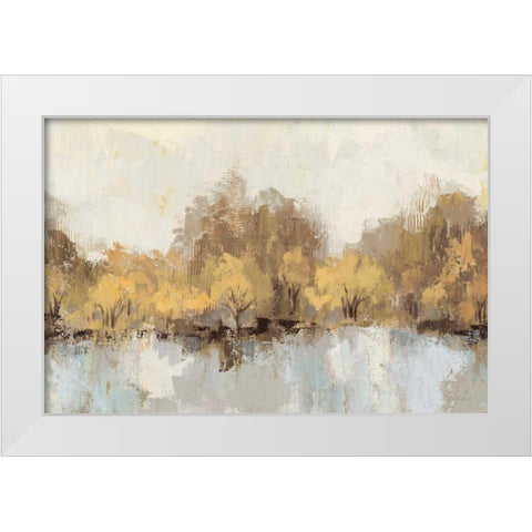 Autumn River Reflection Gold White Modern Wood Framed Art Print by Vassileva, Silvia