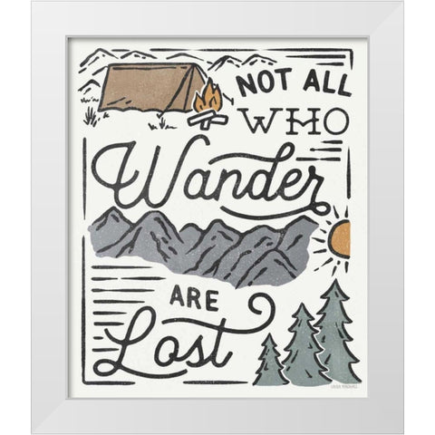 Adventurous V Wander White Modern Wood Framed Art Print by Marshall, Laura