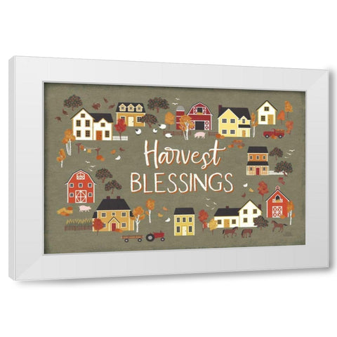 Harvest Village I Script White Modern Wood Framed Art Print by Marshall, Laura