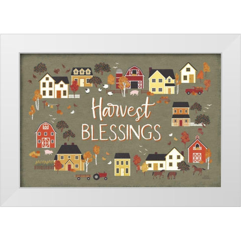 Harvest Village I Script White Modern Wood Framed Art Print by Marshall, Laura