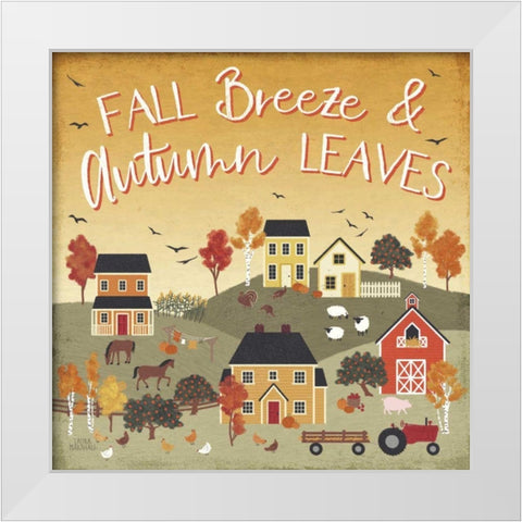 Harvest Village III Script White Modern Wood Framed Art Print by Marshall, Laura