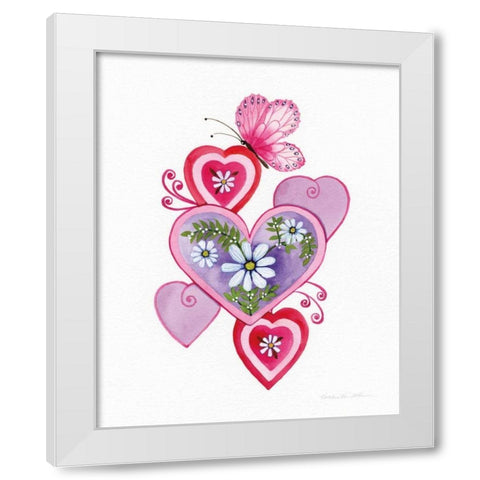 Hearts and Flowers II White Modern Wood Framed Art Print by McKenna, Kathleen Parr