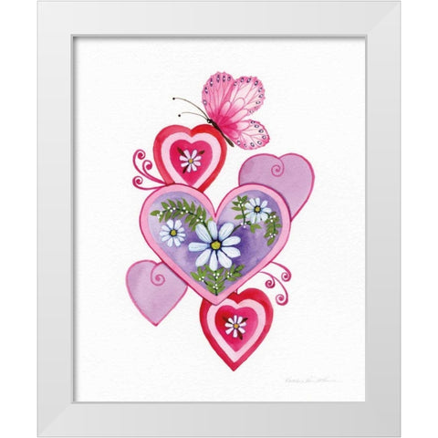 Hearts and Flowers II White Modern Wood Framed Art Print by McKenna, Kathleen Parr
