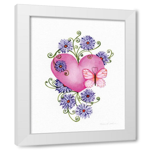 Hearts and Flowers III White Modern Wood Framed Art Print by McKenna, Kathleen Parr