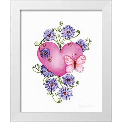 Hearts and Flowers III White Modern Wood Framed Art Print by McKenna, Kathleen Parr