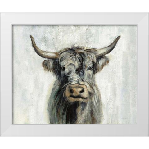Highland Cow Horizontal White Modern Wood Framed Art Print by Vassileva, Silvia