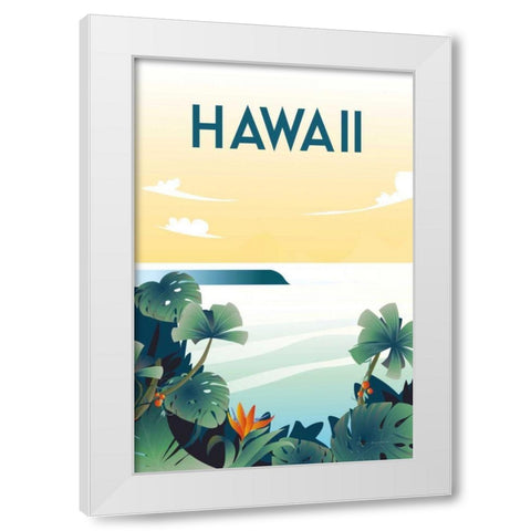 Hawaii White Modern Wood Framed Art Print by Escalante, Omar