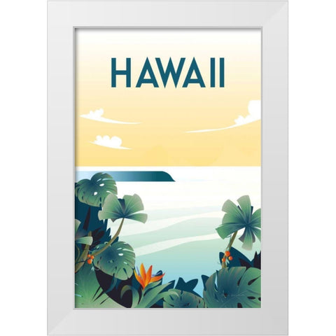 Hawaii White Modern Wood Framed Art Print by Escalante, Omar