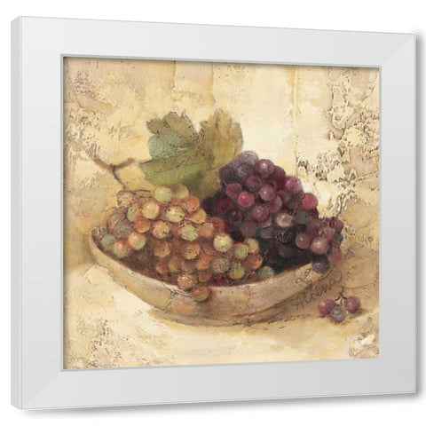 Sunlit Grapes White Modern Wood Framed Art Print by Hristova, Albena